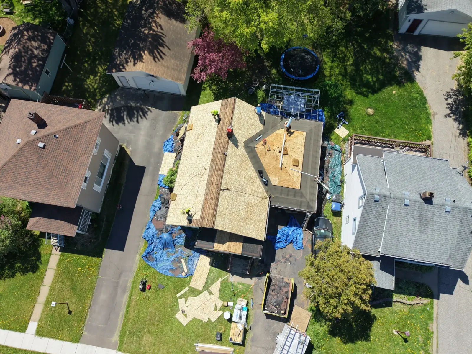 Roof decking replacement on a home in Saginaw, Minnesota
